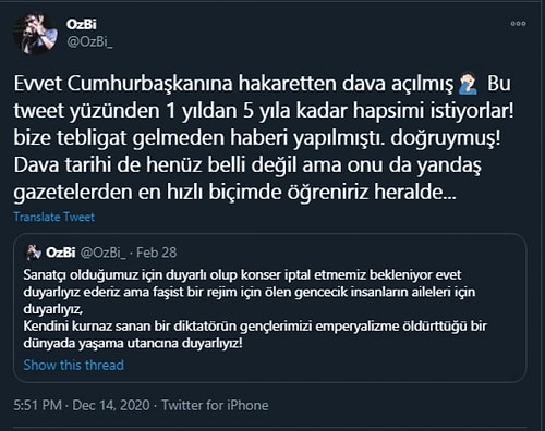 Rapçi Ozbi'nin Sosyal Medya Paylaşımına, Erdoğan'a Hakaret Nedeniyle 5 Yıla Kadar Hapsi İstemi