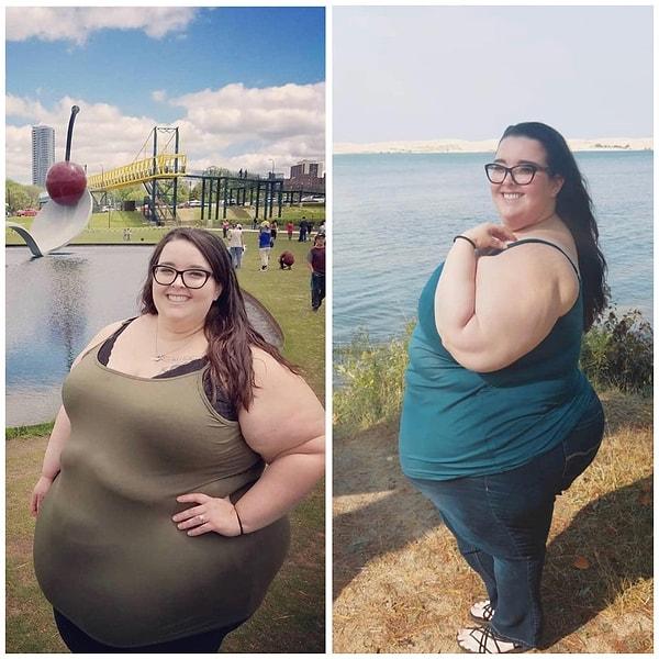 2. "197 kilodan 160 kiloya (7 aylık süreç). Her gün dışarıdan yemek söylerdim ve asla hareket etmezdim. Şimdi yoga yapmaya başladım ve sağlıklı besleniyorum. Daha çok yolum var ama bu kadarı bile harika!"