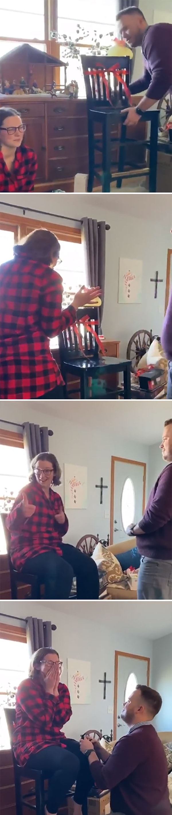 8. "Мы обменялись рождественскими подарками, как вдруг Трэвис говорит мне, что припас еще один сюрприз для меня, и выносит барный стул. Я не понимала, что к чему, ровно до того момента, как он меня на него усадил. Это был стул из того самого бара, в котором мы познакомились!"