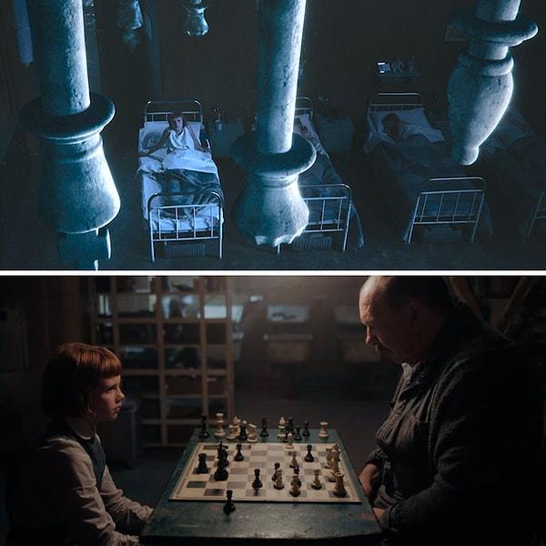 7. Beth'in tavanda satranç oynadığı sahnelerde hep Bay Shaibel'in eski tahtasını kullanır.