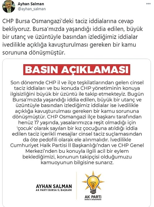 CHP İlçe Başkanına '17 Yaşındaki Kıza Taciz' Tepkisi! İstifa Geldi