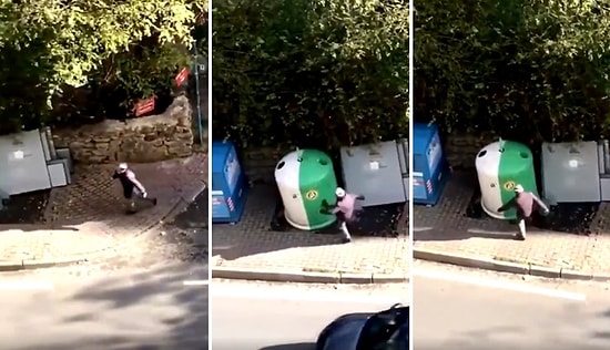 İstanbul'da Bir Vatandaş 'Lanet Olsun Böyle Düzene' Diyerek Çöpü Tekmeledi