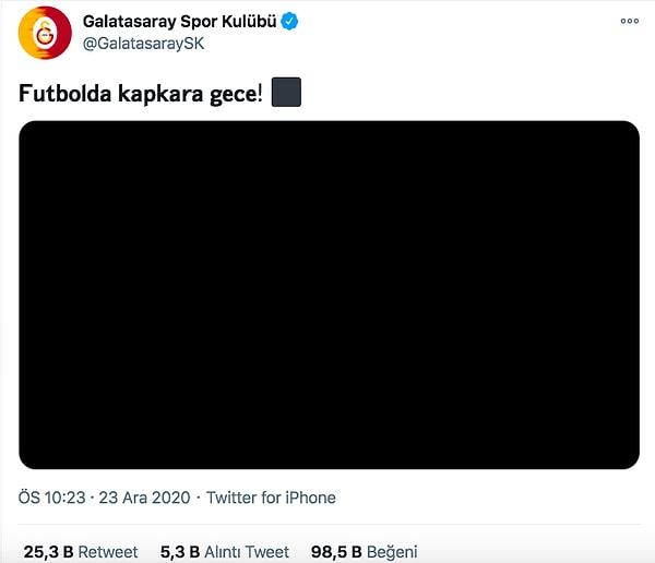 Tüm bunlar yaşanırken Galatasaray, Twitter ve Instagram hesaplarından siyah bir fon paylaşılırken, kalın harflerle "Futbolda kapkara gece!" ifadesi kullanıldı.