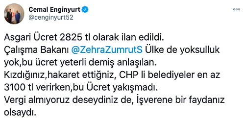 2021'de Geçerli Olacak Asgari Ücretin 2825 Lira Olarak Açıklanmasının Ardından Gelen Tepkiler