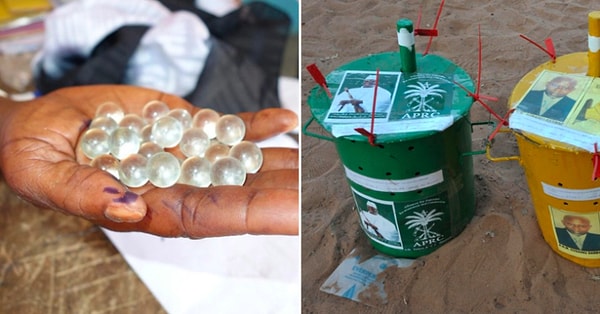 6. С 1965 года в Гамбии на выборах используются стеклянные шарики! Есть три главных преимущества этого метода: это дешевле, чем распечатка бюллетеней, их сложно подделать и голосование для неграмотных людей становится проще.