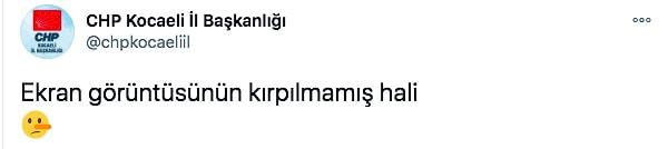 Bu paylaşımı gören CHP Kocaeli İl Başkanlığı da Twitter hesabından "Ekran görüntüsünün kırpılmamış hali" diyerek çözülemeyen su sorunuyla ilgili vatandaşların atmış olduğu mesajları yayınladı.