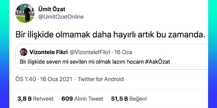 Ümit Özat Twitter'dan Kendisine Gelen Sorulara Verdiği Cevaplarla Hem Güldürdü Hem de Düşündürdü