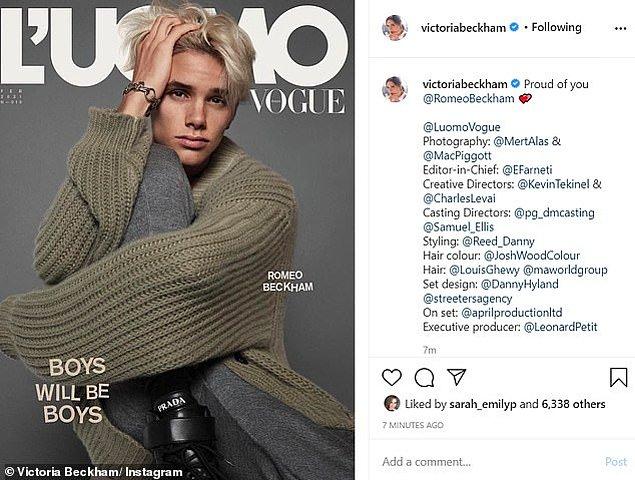 Geçtiğimiz Pazartesi günü Instagram'da derginin kapak fotoğrafını paylaşan oğlunun ardından Victoria Beckham da oğlunu şu sözleri ekleyerek paylaştı: