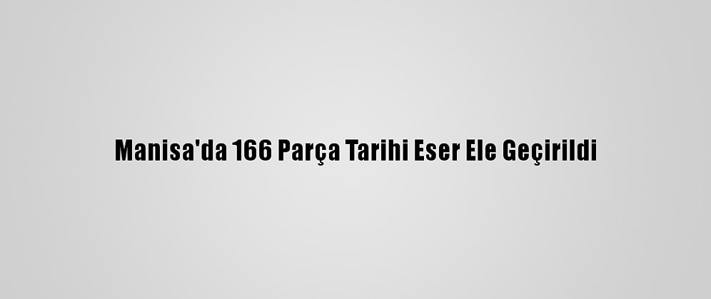 Manisa'da 166 Parça Tarihi Eser Ele Geçirildi