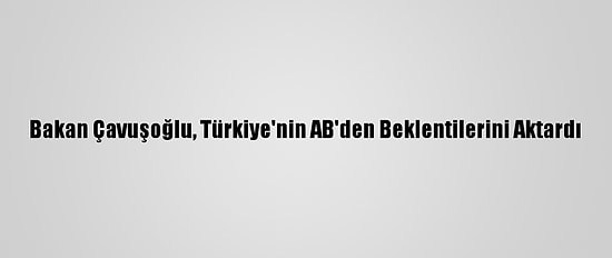 Bakan Çavuşoğlu, Türkiye'nin AB'den Beklentilerini Aktardı
