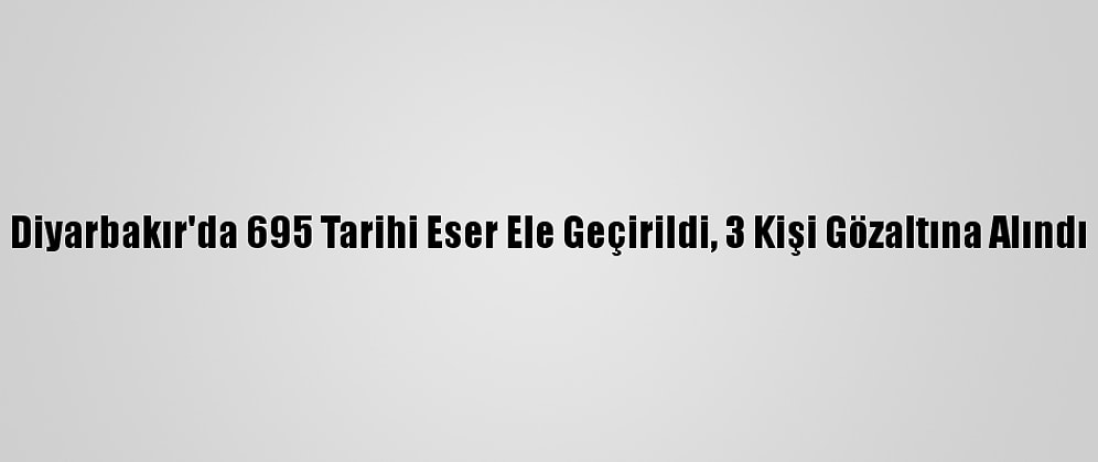 Diyarbakır'da 695 Tarihi Eser Ele Geçirildi, 3 Kişi Gözaltına Alındı