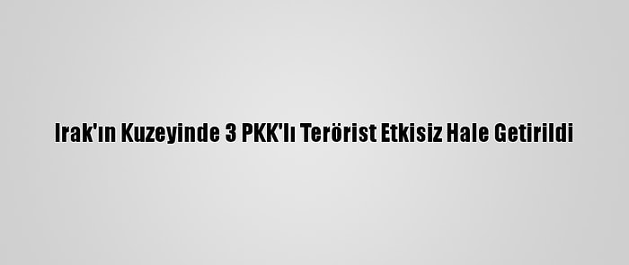 Irak'ın Kuzeyinde 3 PKK'lı Terörist Etkisiz Hale Getirildi