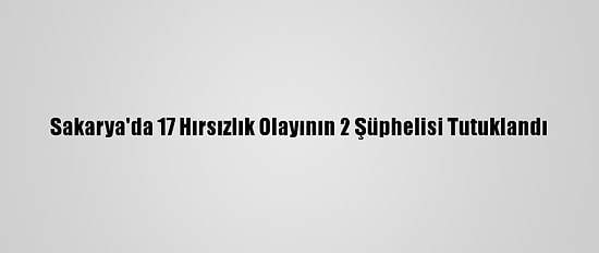 Sakarya'da 17 Hırsızlık Olayının 2 Şüphelisi Tutuklandı