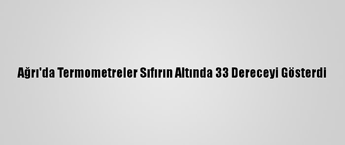 Ağrı'da Termometreler Sıfırın Altında 33 Dereceyi Gösterdi