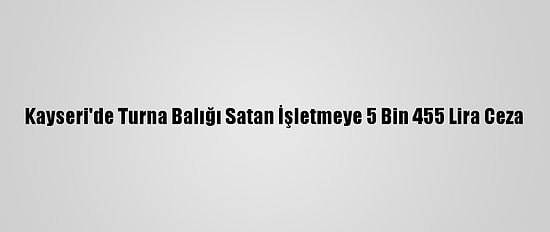 Kayseri'de Turna Balığı Satan İşletmeye 5 Bin 455 Lira Ceza