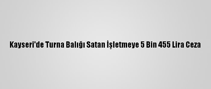 Kayseri'de Turna Balığı Satan İşletmeye 5 Bin 455 Lira Ceza