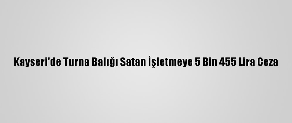 Kayseri'de Turna Balığı Satan İşletmeye 5 Bin 455 Lira Ceza
