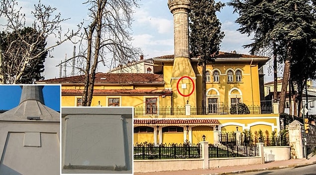 2014 restorasyon öncesi fotoğraflarda görünen güneş saatinin, restorasyon sonrası üstüne boya badana yapılarak kapatıldığı ortaya çıktı.