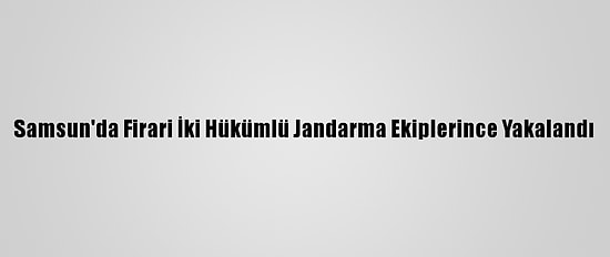 Samsun'da Firari İki Hükümlü Jandarma Ekiplerince Yakalandı