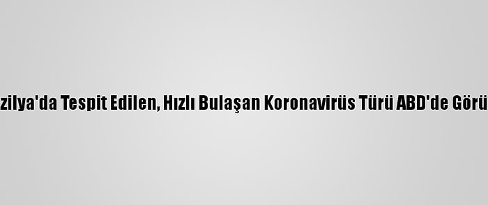 Brezilya'da Tespit Edilen, Hızlı Bulaşan Koronavirüs Türü ABD'de Görüldü