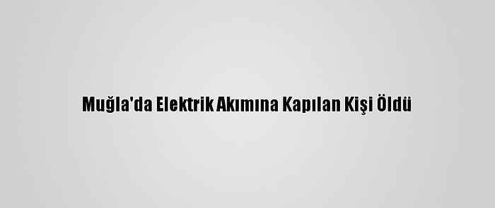 Muğla'da Elektrik Akımına Kapılan Kişi Öldü