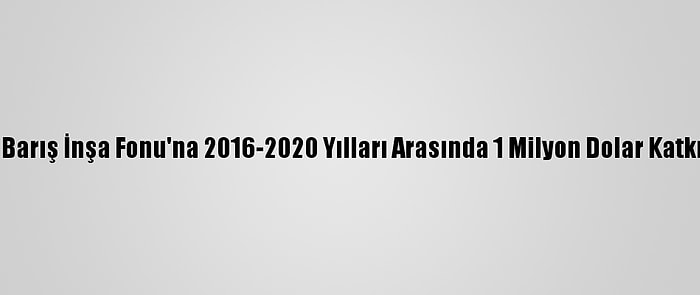 Türkiye, Bm Barış İnşa Fonu'na 2016-2020 Yılları Arasında 1 Milyon Dolar Katkıda Bulundu