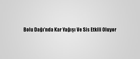 Bolu Dağı'nda Kar Yağışı Ve Sis Etkili Oluyor
