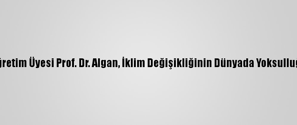 Ankara Üniversitesi Öğretim Üyesi Prof. Dr. Algan, İklim Değişikliğinin Dünyada Yoksulluğu Artıracağını Belirtti