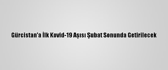 Gürcistan'a İlk Kovid-19 Aşısı Şubat Sonunda Getirilecek