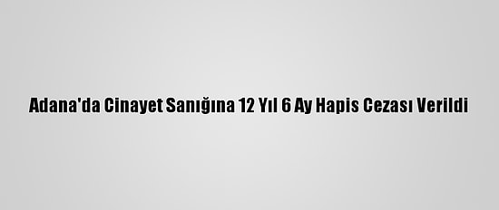 Adana'da Cinayet Sanığına 12 Yıl 6 Ay Hapis Cezası Verildi