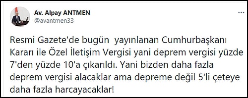 'Deprem Vergisi' Olarak Bilinen Özel İletişim Vergisi'ne Zam