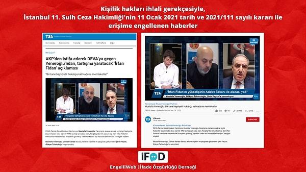DEVA Partisi Genel Başkan Yardımcısı Mustafa Yeneroğlu‘nun AYM üyeliğine seçilen İrfan Fidan ile ilgili yaptığı açıklamaların yer aldığı haber ve YouTube videosu erişime engellendi.