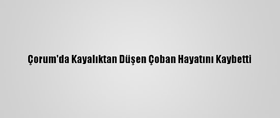 Çorum'da Kayalıktan Düşen Çoban Hayatını Kaybetti