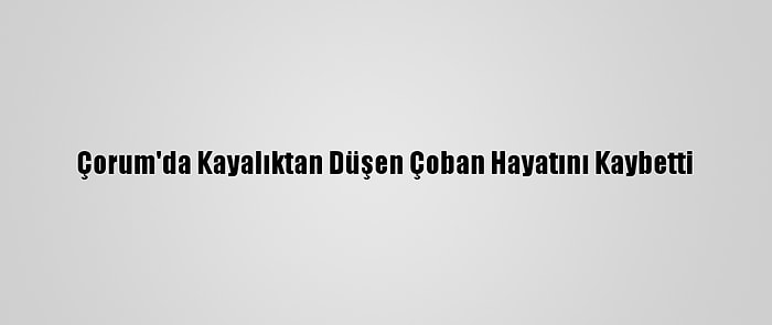 Çorum'da Kayalıktan Düşen Çoban Hayatını Kaybetti