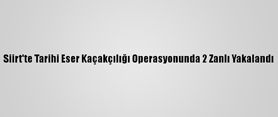 Siirt'te Tarihi Eser Kaçakçılığı Operasyonunda 2 Zanlı Yakalandı