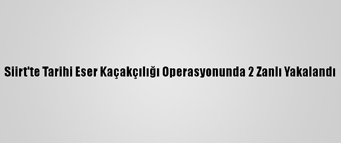 Siirt'te Tarihi Eser Kaçakçılığı Operasyonunda 2 Zanlı Yakalandı