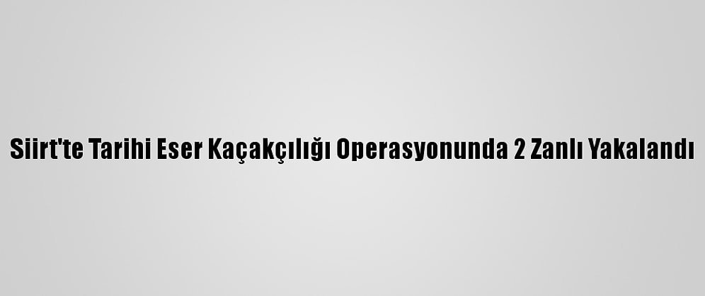 Siirt'te Tarihi Eser Kaçakçılığı Operasyonunda 2 Zanlı Yakalandı
