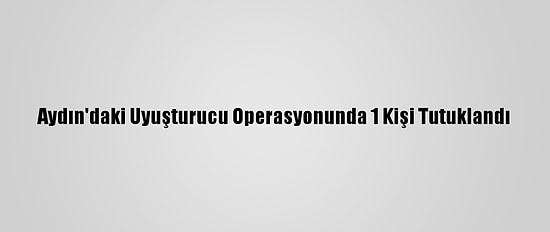Aydın'daki Uyuşturucu Operasyonunda 1 Kişi Tutuklandı