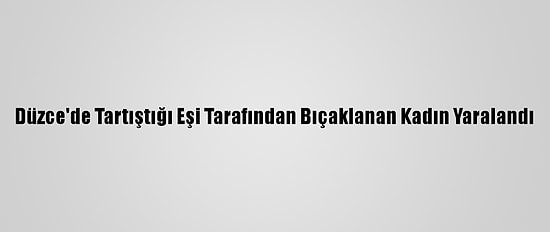 Düzce'de Tartıştığı Eşi Tarafından Bıçaklanan Kadın Yaralandı