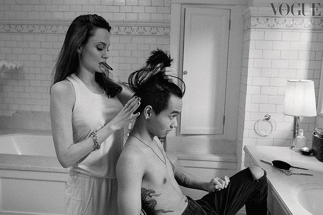 Angelina Jolie ve oğlu Maddox, karantina tarzı saç kesimi...