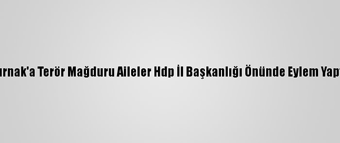 Şırnak'a Terör Mağduru Aileler Hdp İl Başkanlığı Önünde Eylem Yaptı