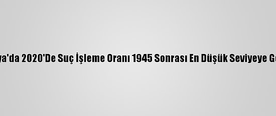 Japonya'da 2020'De Suç İşleme Oranı 1945 Sonrası En Düşük Seviyeye Geriledi