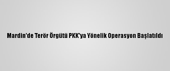 Mardin'de Terör Örgütü PKK'ya Yönelik Operasyon Başlatıldı