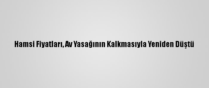 Hamsi Fiyatları, Av Yasağının Kalkmasıyla Yeniden Düştü