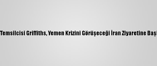 Bm Temsilcisi Griffiths, Yemen Krizini Görüşeceği İran Ziyaretine Başladı