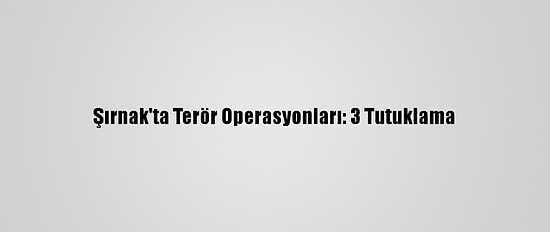 Şırnak'ta Terör Operasyonları: 3 Tutuklama