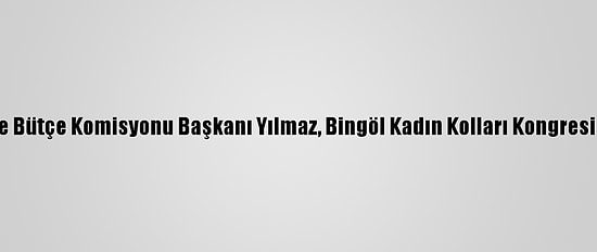 Tbmm Plan Ve Bütçe Komisyonu Başkanı Yılmaz, Bingöl Kadın Kolları Kongresinde Konuştu: