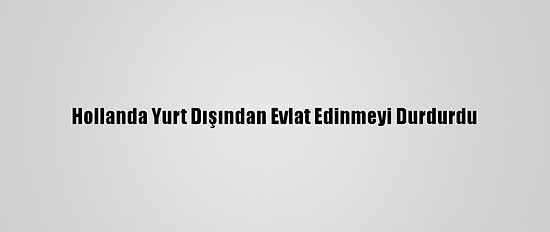 Hollanda Yurt Dışından Evlat Edinmeyi Durdurdu