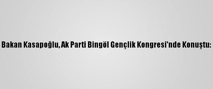 Bakan Kasapoğlu, Ak Parti Bingöl Gençlik Kongresi'nde Konuştu: