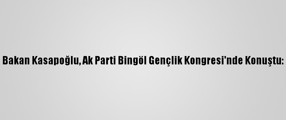 Bakan Kasapoğlu, Ak Parti Bingöl Gençlik Kongresi'nde Konuştu: